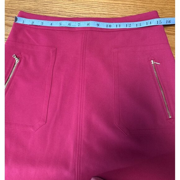 LOFT Magenta Gold Zipper Pocket A Line Skirt Size 4 - Picture 7 of 8